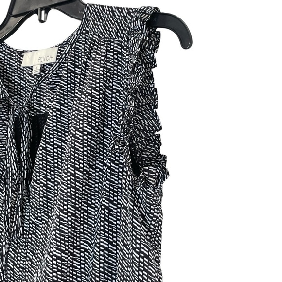 Pinch Ruffle Mini Black and White Pleated Sundress size S - Picture 8 of 15